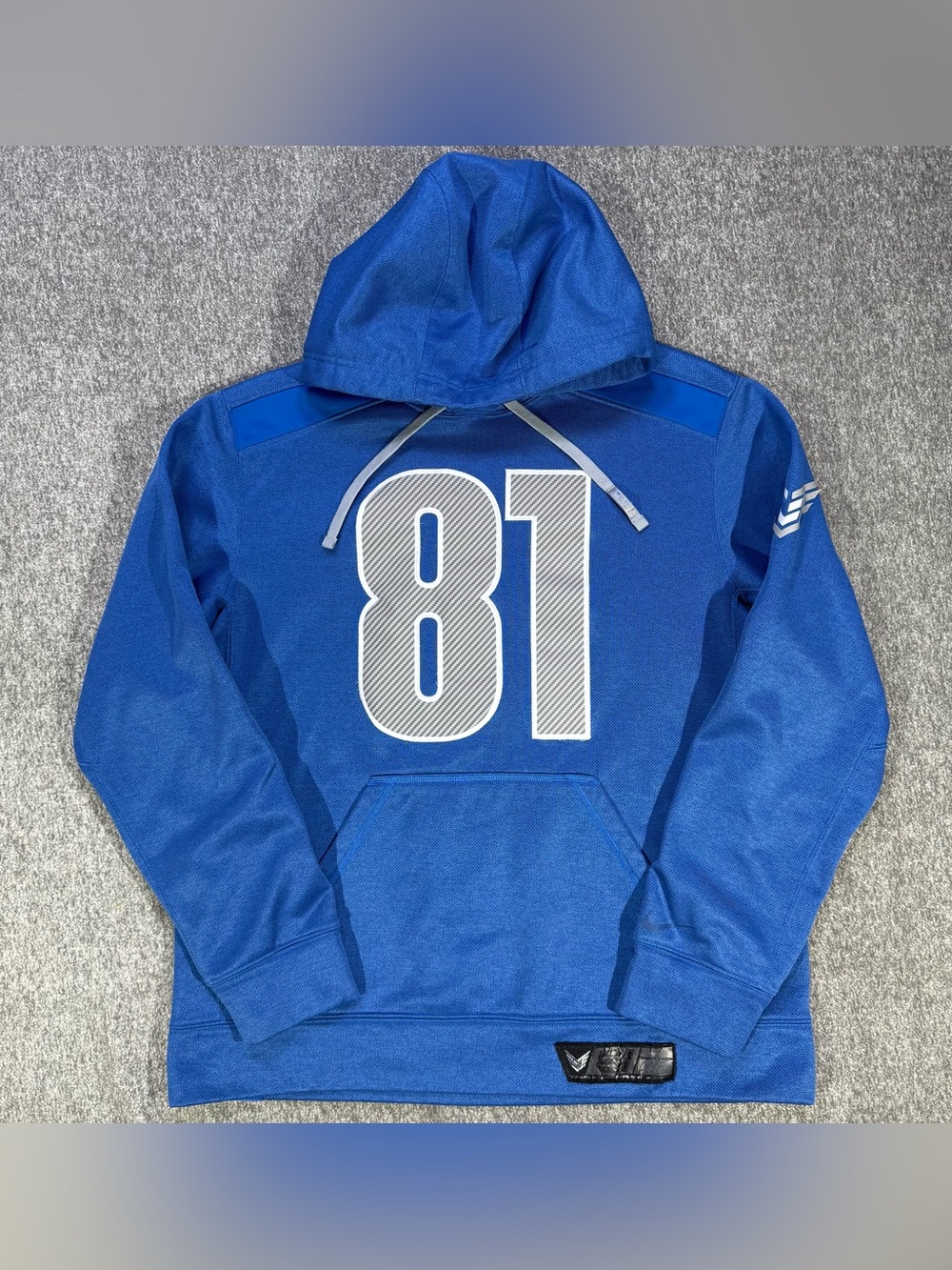 Nike Detroit Lions Calvin Johnson #81 Hoodie Men's Medium Blue Vintage Megatron